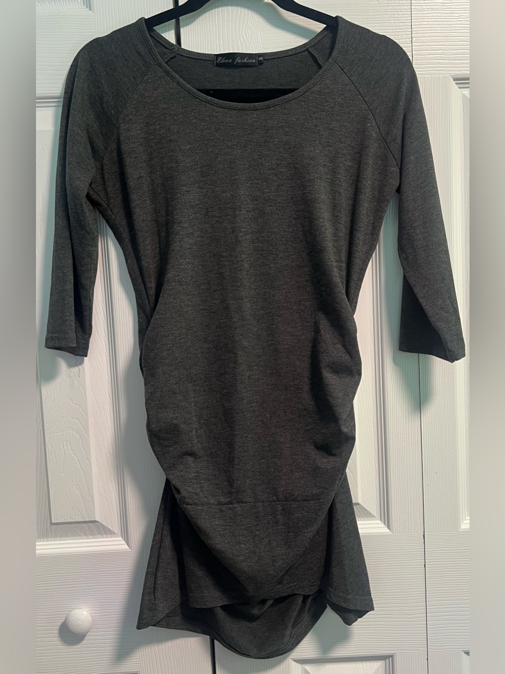 Elena Fashion Gray Jersey 3/4 Sleeved Dress
